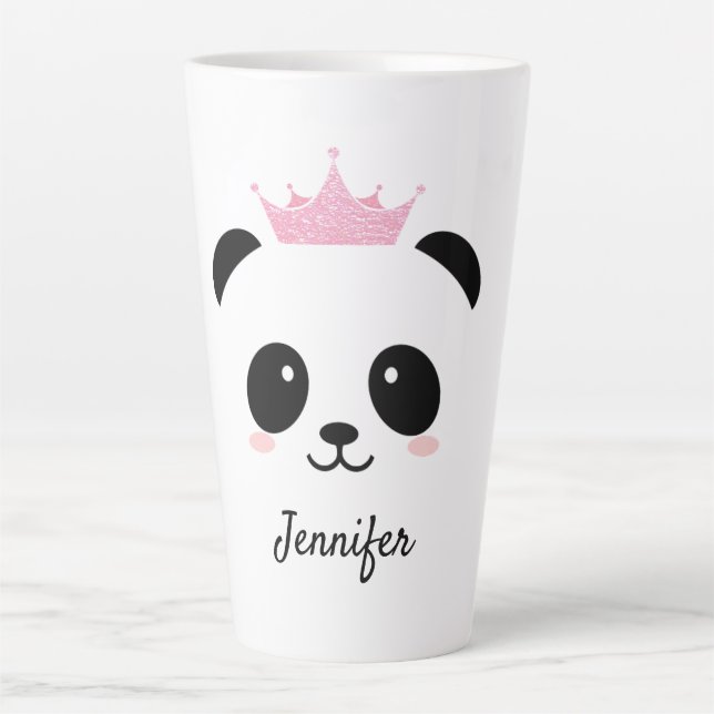 Taza De Café Latte Kawaii panda mona reina personalizada (Anverso)