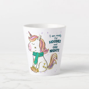Taza De Café Latte Kawaii Unicorn Invierno y frutos secos