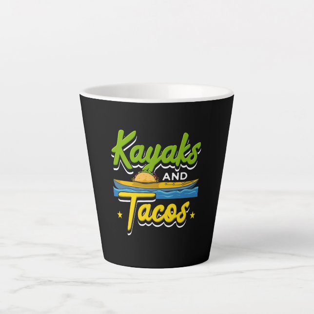 Taza De Café Latte Kayak - Kayaks y Tacos Funny Kayak (Anverso)