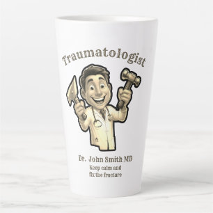 Taza De Café Latte Keep calm and fix the fracture TRAUMATOLOGIST MD