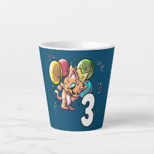 Taza De Café Latte Kids Cat 3 Year Child 3rd Birthday