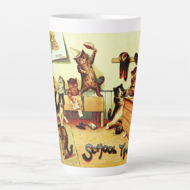 Taza De Café Latte Kitten Classroom Chaos Louis Wain (Anverso)