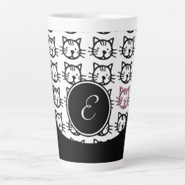 Taza De Café Latte Kitty lindo (negro, blanco y rosa)