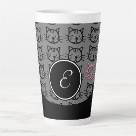 Taza De Café Latte Kitty lindo (negro, gris y rosa)
