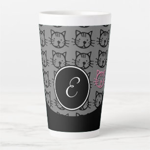 Taza De Café Latte Kitty lindo (negro, gris y rosa)