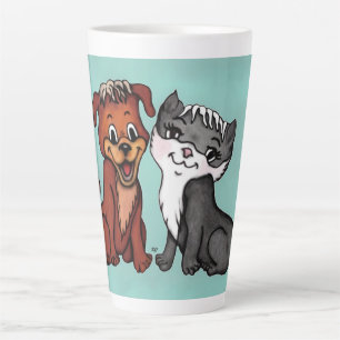 Taza De Café Latte Kitty y Puppy