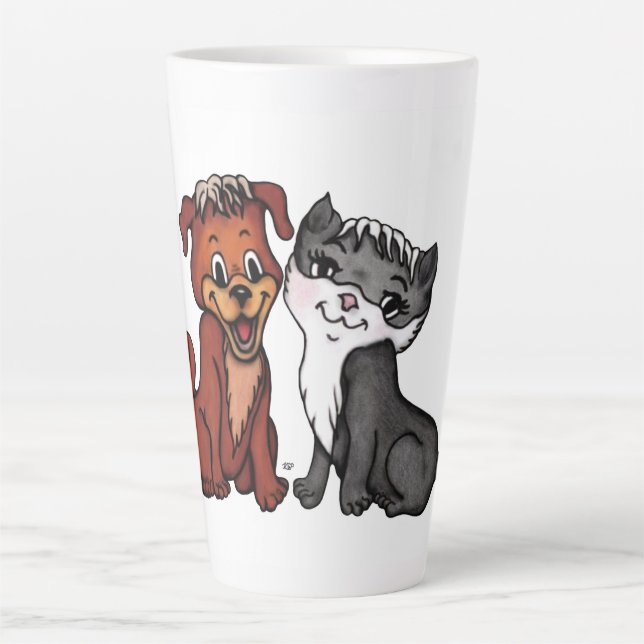 Taza De Café Latte Kitty y Puppy (Anverso)