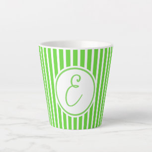 Taza De Café Latte Kiwi Green con franjas blancas lata Mug
