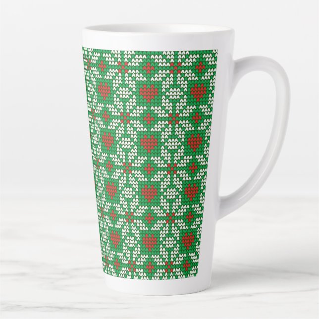 Taza De Café Latte Knitted Christmas pattern (Derecha)