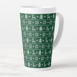 Taza De Café Latte Knitted seamless Christmas pattern