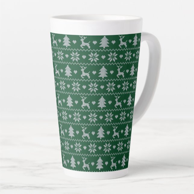 Taza De Café Latte Knitted seamless Christmas pattern (Ángulo derecho)