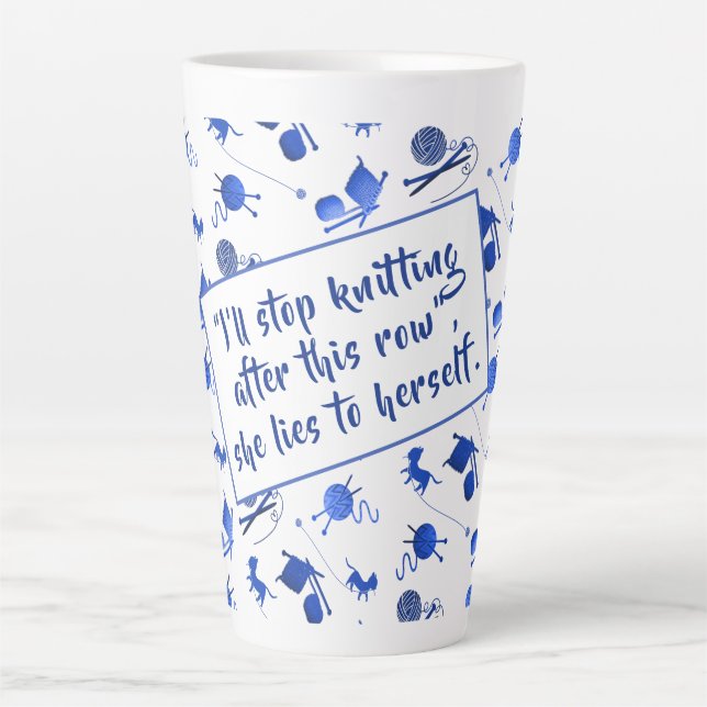 Taza De Café Latte Knitting Saying Yarn Pattern Mug For Fiber Artists (Anverso)