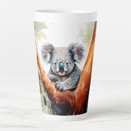 Taza De Café Latte Koala sentado en un árbol de goma
