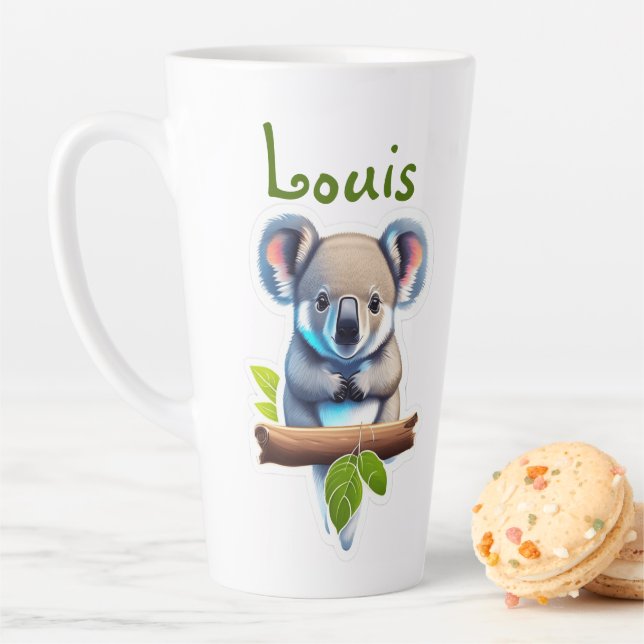 Taza De Café Latte Koalabär auf Bambus (In situ)