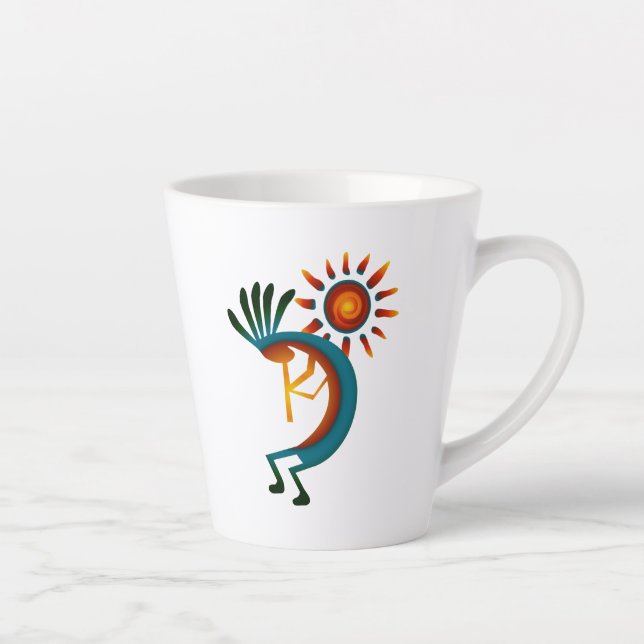 Taza De Café Latte Kokopelli con sol (Derecha)