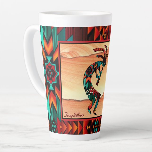 Taza De Café Latte Kokopelli Latte Mug del Suroeste (Ángulo izquierdo)