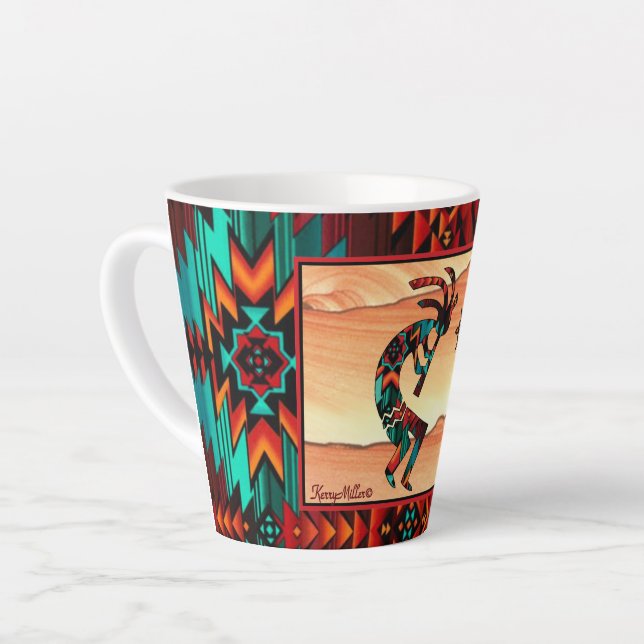 Taza De Café Latte Kokopelli Latte Mug del Suroeste (Ángulo izquierdo)