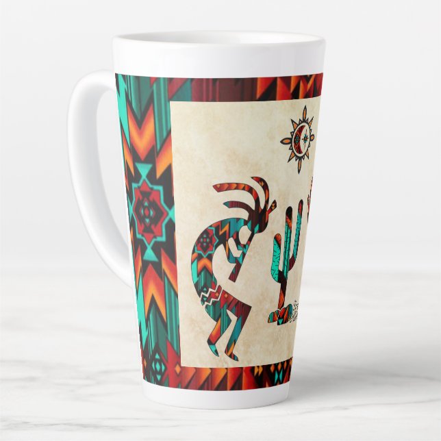 Taza De Café Latte Kokopelli Y Cactus (Ángulo izquierdo)