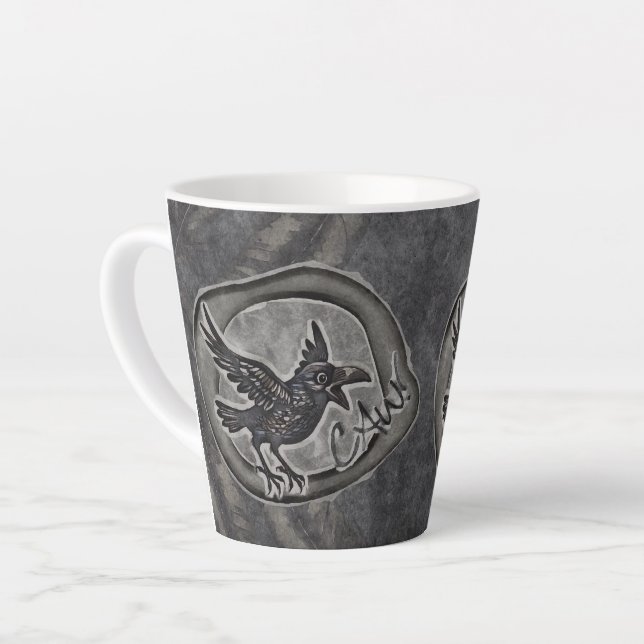 Taza De Café Latte Krähe Crow Rabe ruft CAW! (Ángulo izquierdo)