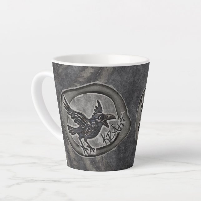 Taza De Café Latte Krähe Crow Rabe ruft KRÄH!  (Ángulo izquierdo)