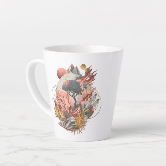 Taza De Café Latte La agitación de la confianza en los pasos cósmicos (Ángulo izquierdo)