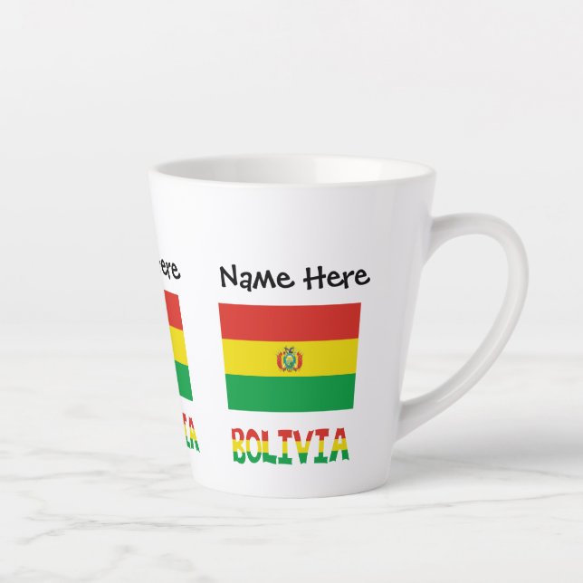 Taza De Café Latte La bandera boliviana personalizada (Derecha)