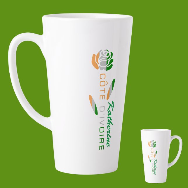 Taza De Café Latte La bandera de Costa de Marfil es grande y personal (Subido por el creador)