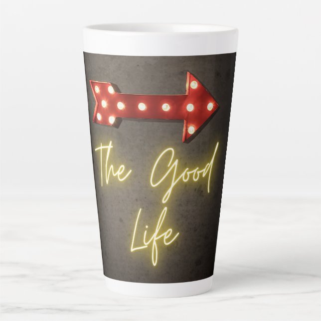 Taza De Café Latte La buena vida Neon Arrow (Anverso)