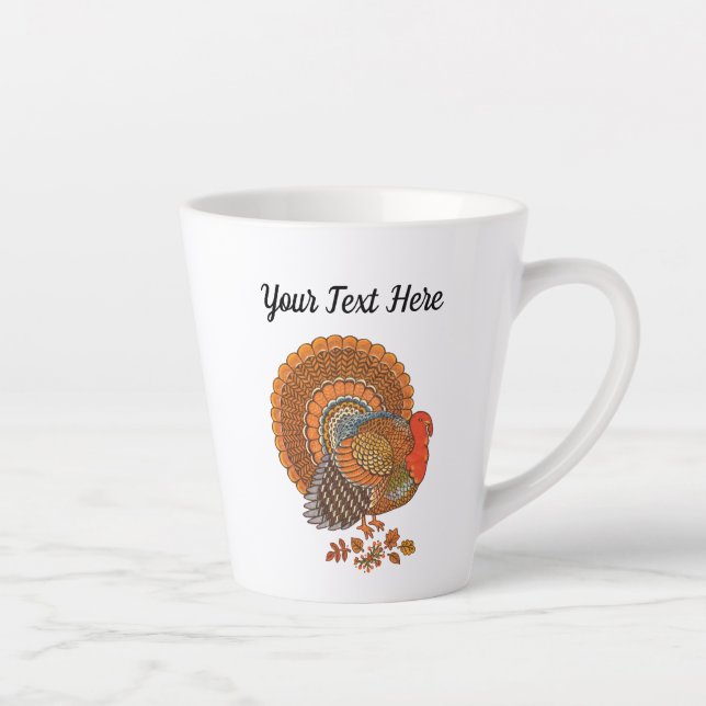 Taza De Café Latte La cola de Turquía masculina se esparce las plumas (Derecha)