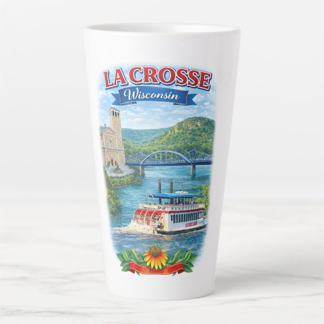 Taza De Café Latte La Crosse, WI Scenic Wisconsin Latte Mug (Anverso)
