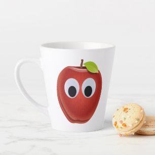 Taza De Café Latte La divertida Manzana Roja con los ojos en Google