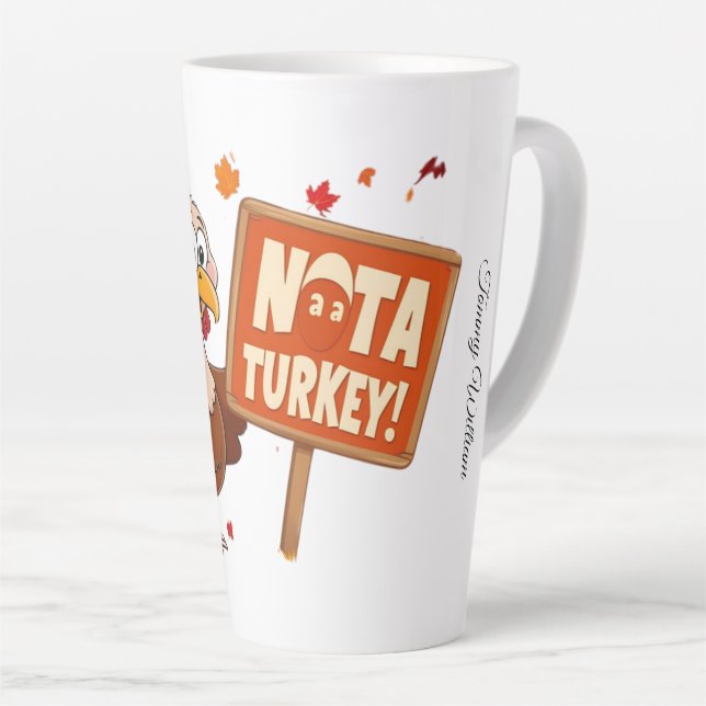 Taza De Café Latte La divertida y graciosa fiesta de gracias a Turquí (Ángulo derecho)