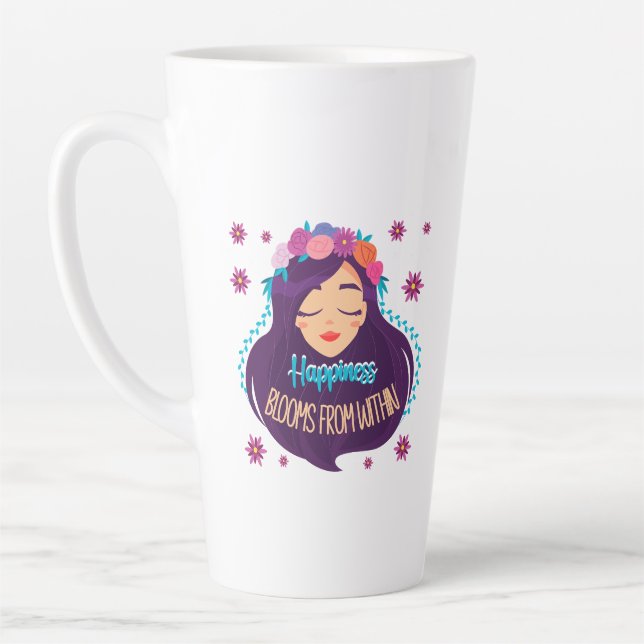 Taza De Café Latte La felicidad florece desde adentro (Izquierda)