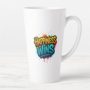 Taza De Café Latte La felicidad gana el diseño del graffiti