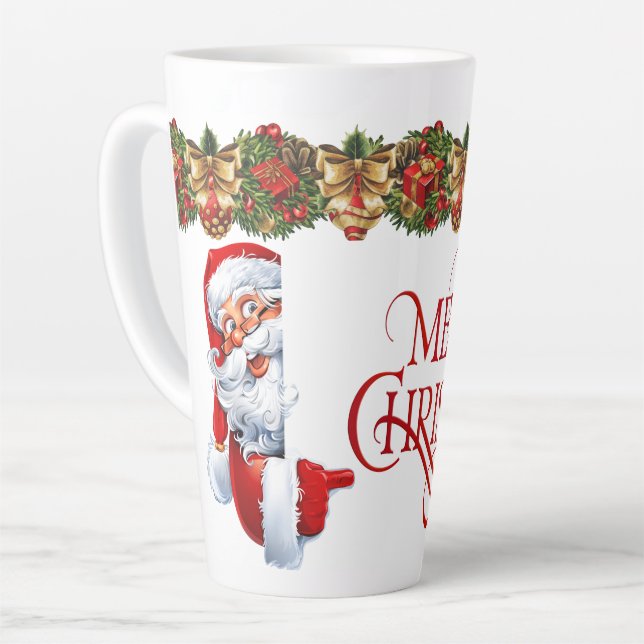 Taza De Café Latte La Feliz Navidad de Santa María (Ángulo izquierdo)