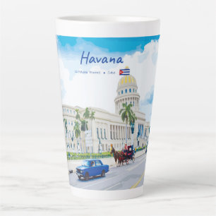 Taza De Café Latte La Habana, Cuba - Clásico Alma Vintage Grande