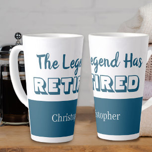 Taza De Café Latte La Leyenda se ha Retirado Azul y Blanco Jubilación