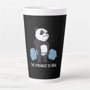 Taza De Café Latte La Lucha De Panda Es Un Gimnasio Gracioso Con Muer