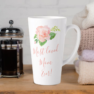 Taza De Café Latte La madre más querida jamás acuarela Rosa de cora