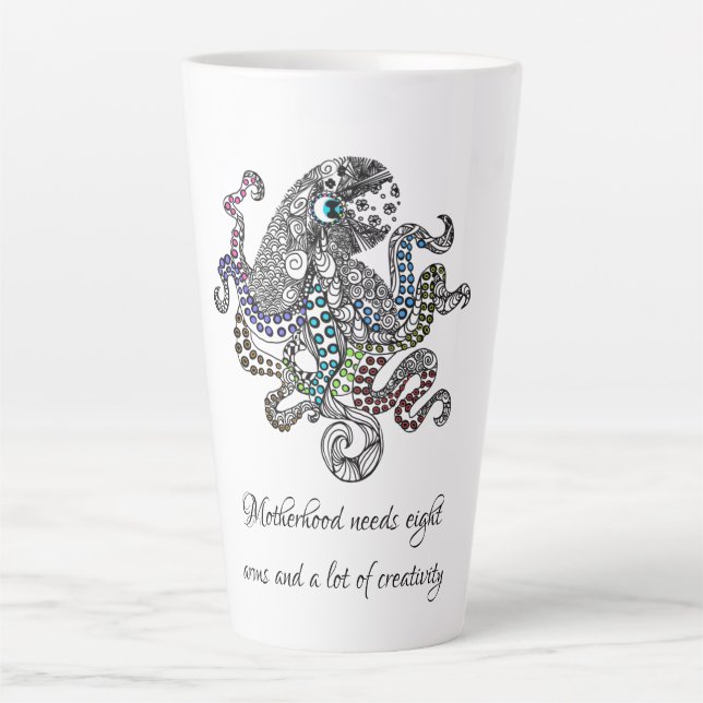 Taza De Café Latte La maternidad necesita ocho brazos artsy octopus c (Anverso)