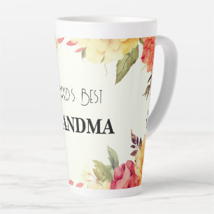 Taza De Café Latte La mejor acuarela floral de las abuelas del mundo