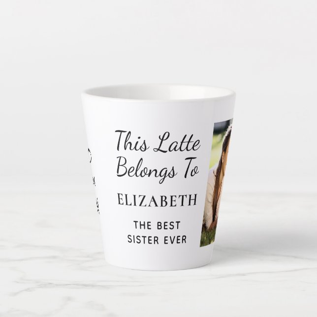 Taza De Café Latte La mejor hermana de la foto personalizada (Anverso)