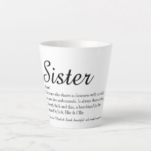 Taza De Café Latte La mejor hermana del mundo Definición Elegante Scr