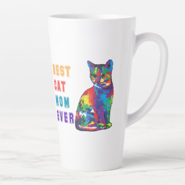 Taza De Café Latte La mejor mamá del gato nunca Mensajes de texto Lin (Derecha)