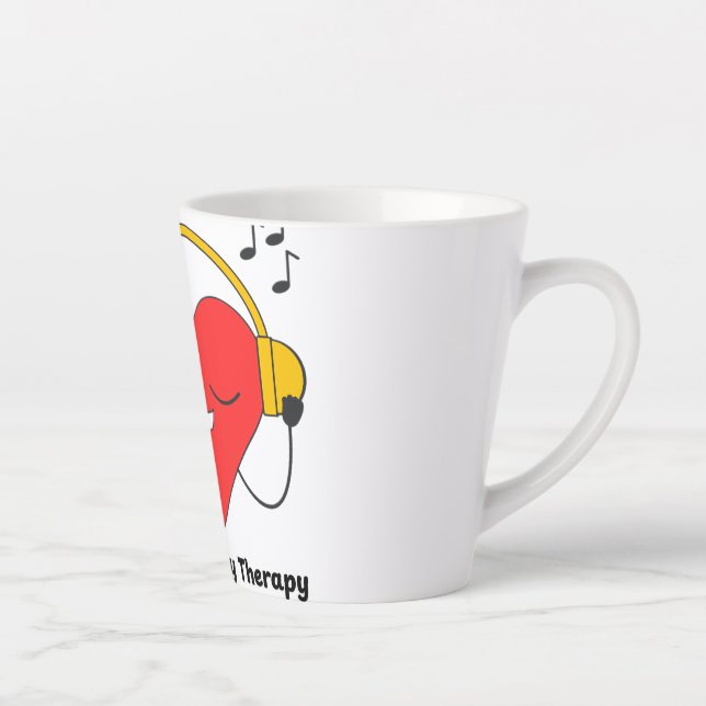 Taza De Café Latte La música es mi terapia - Inspirador Cita del aman (Derecha)