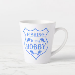 Taza De Café Latte La pesca es mi cita escudo de hobby en el escudo