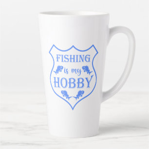 Taza De Café Latte La pesca es mi cita escudo de hobby en el escudo