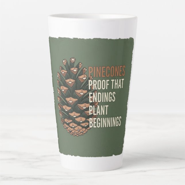 Taza De Café Latte La Promesa Evergreen - Diseño de cono de pino (Anverso)
