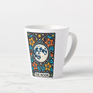 Taza De Café Latte La Tarjeta Tarot Luna Llena Luna