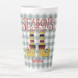 Taza De Café Latte La temporada de saludos elf Shoes personalizado